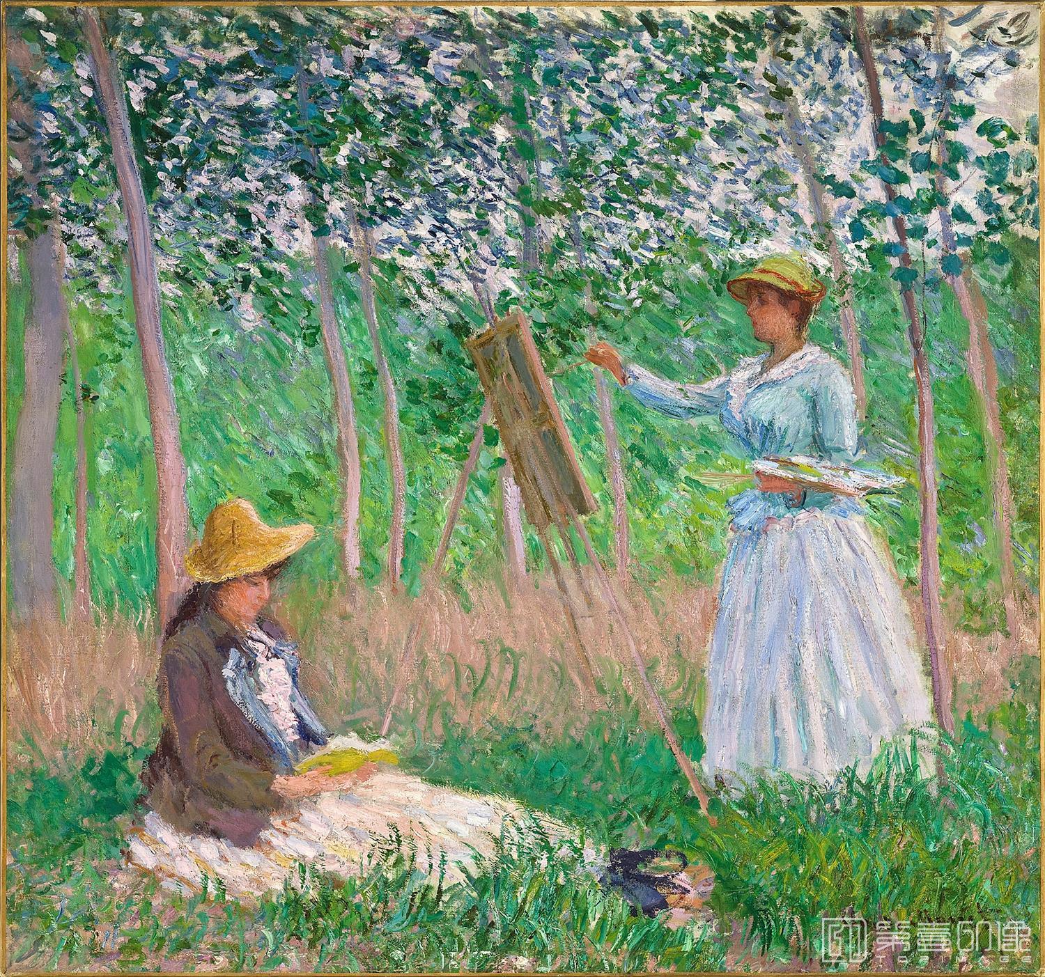 油画-美国洛杉矶国家美术馆-Claude Monet-In the Woods at Giverny-056